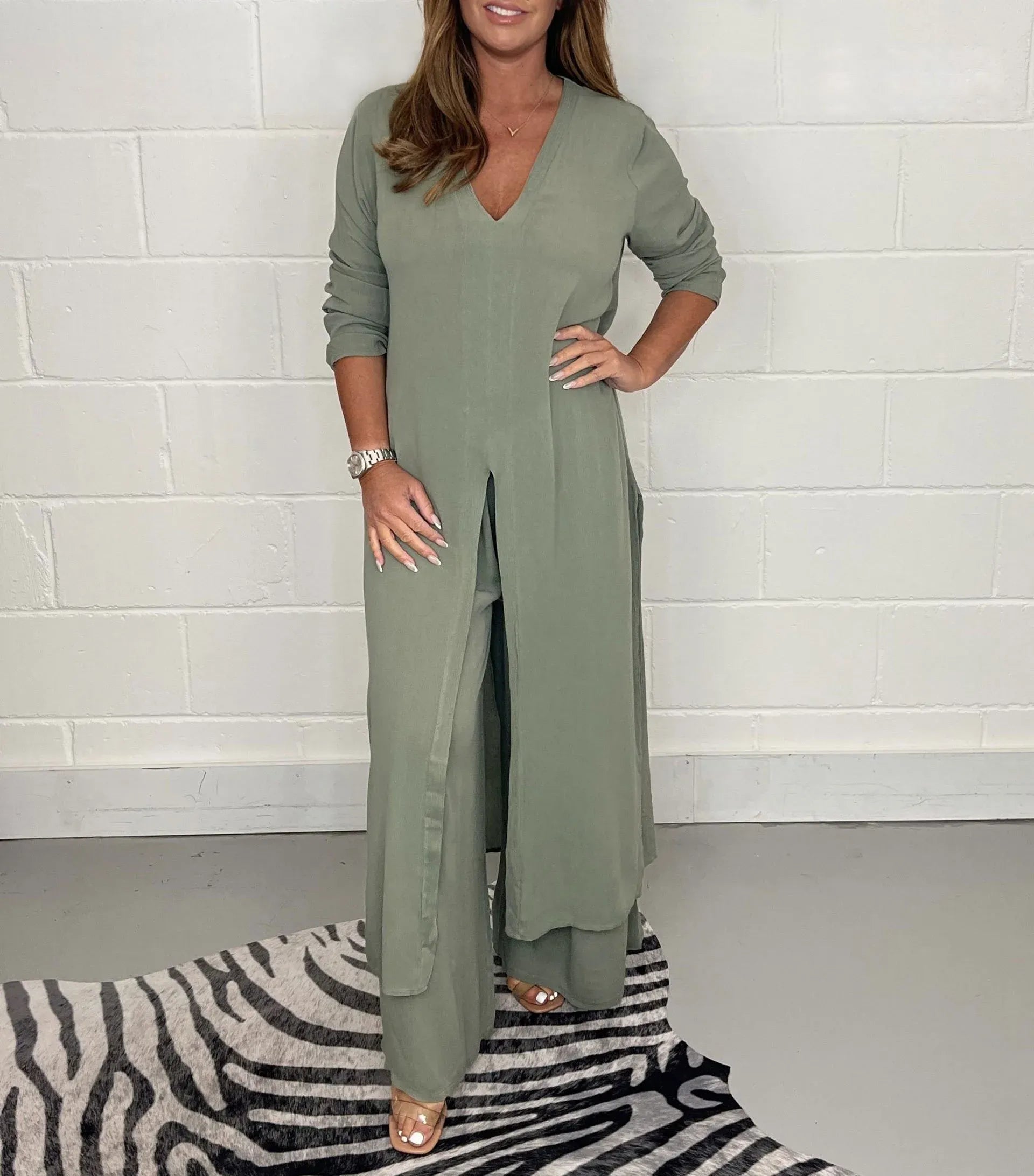 OLIVIA | Luchtig Lente Setje met Wijde Broek en Blouse