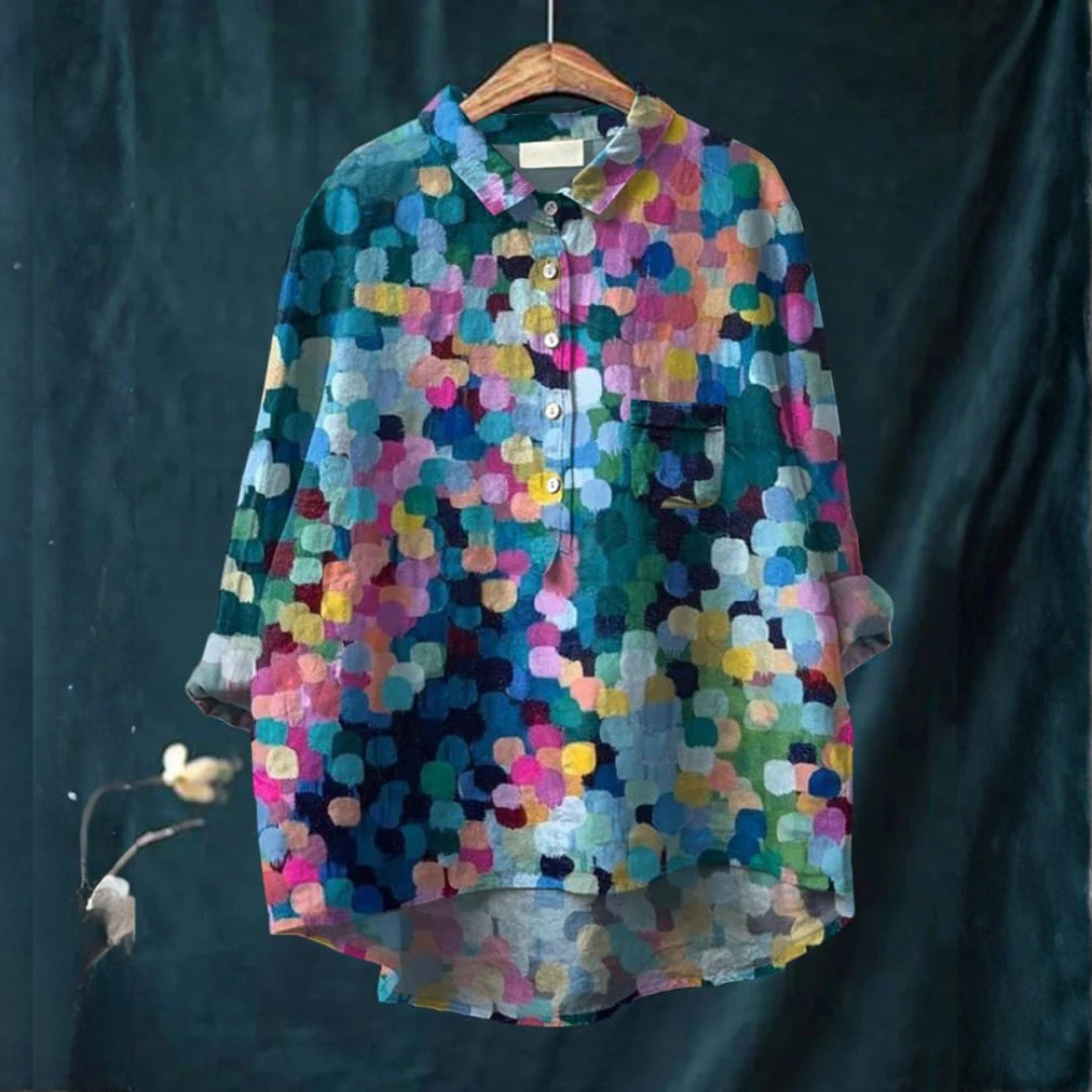 Eleonora – Linnen blouse met ontwerp