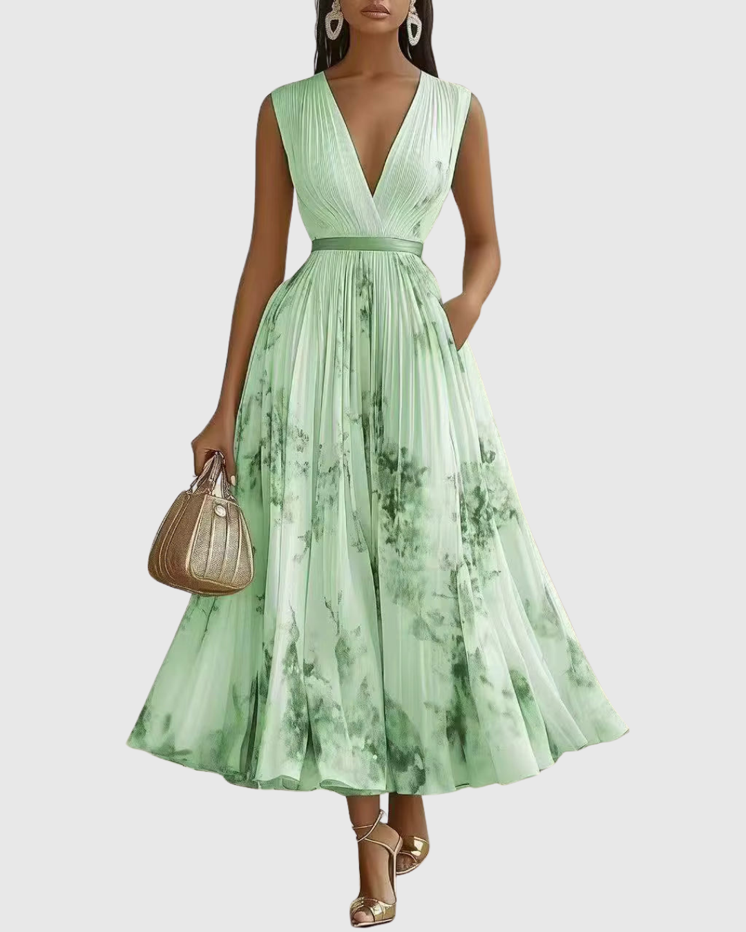 Siena™ | Elegante Plissé Maxi Jurk