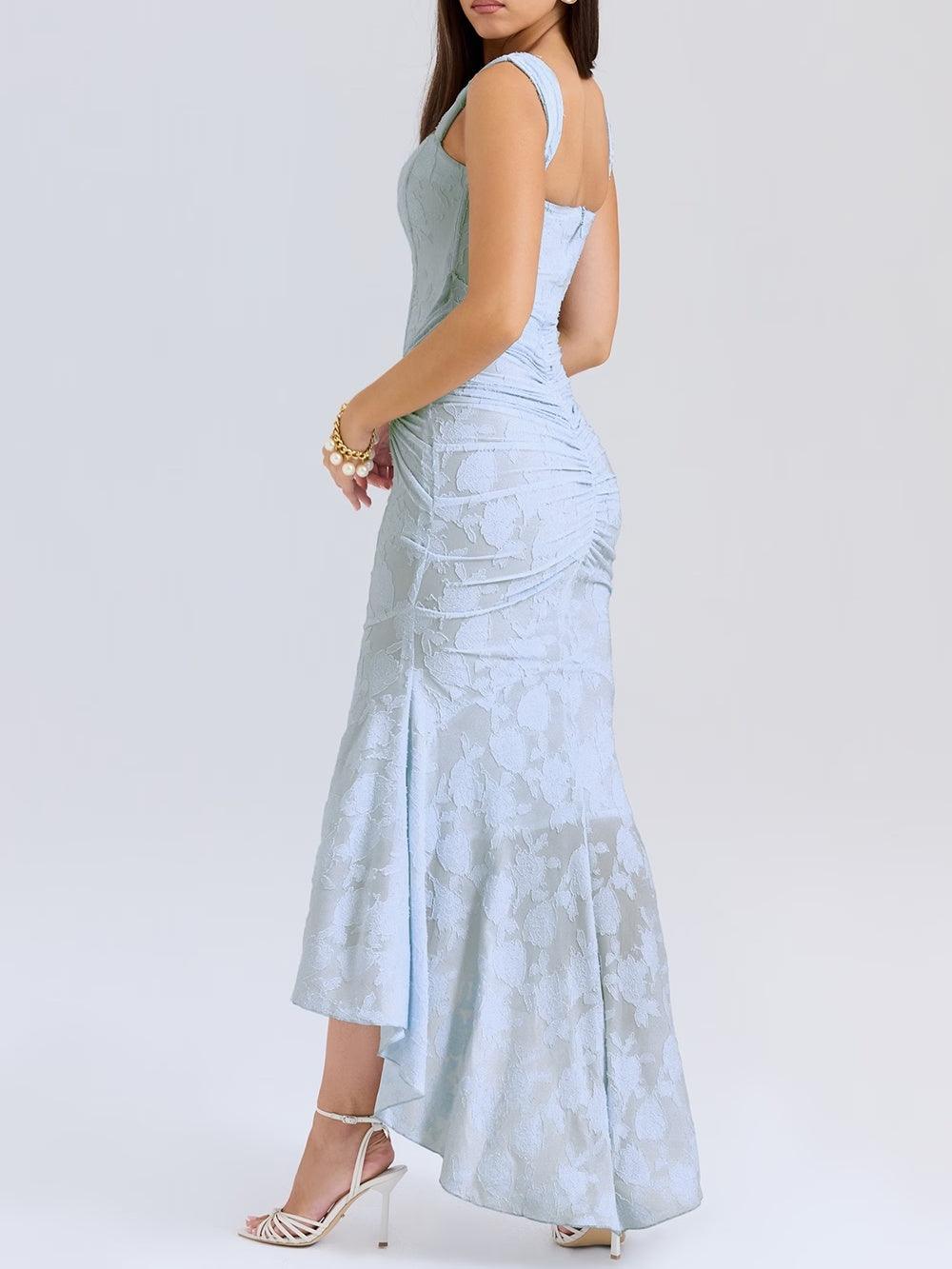 Elora™ | Maxi Jurk met Blauwe Bloemenprint