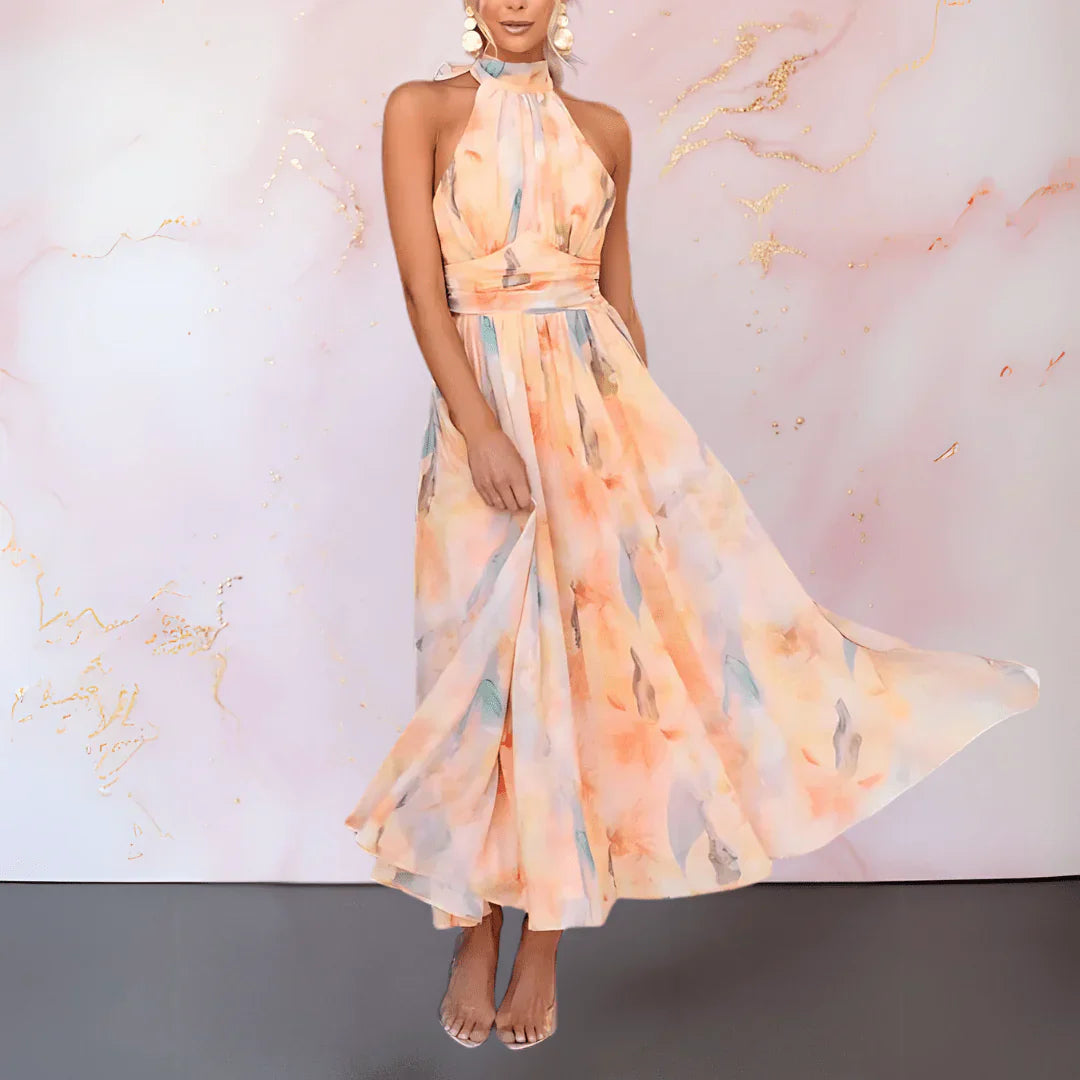 Arlette Halterneck Aquarelprint Jurk