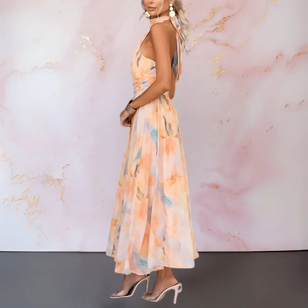 Arlette Halterneck Aquarelprint Jurk