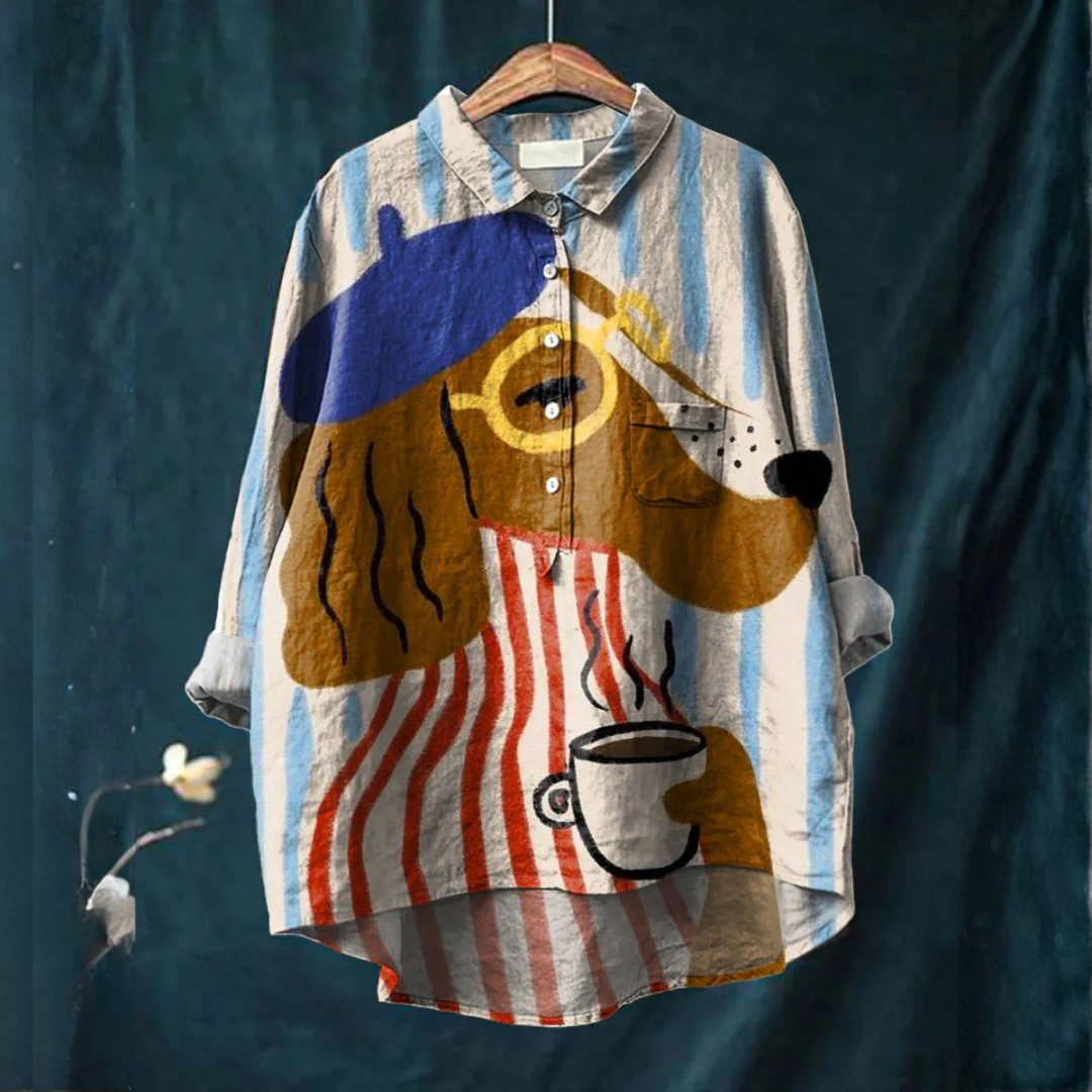Valeria – Linnen blouse met print