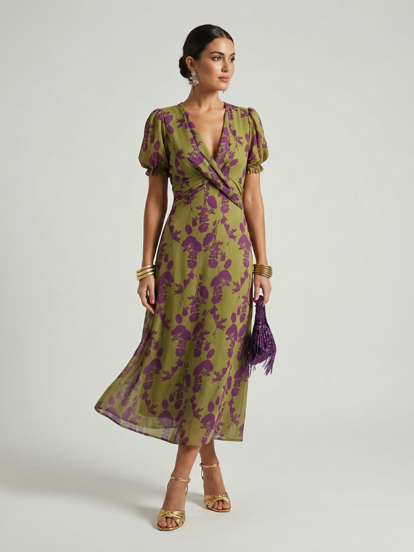 Virel | Soepele bloemen midi-jurk