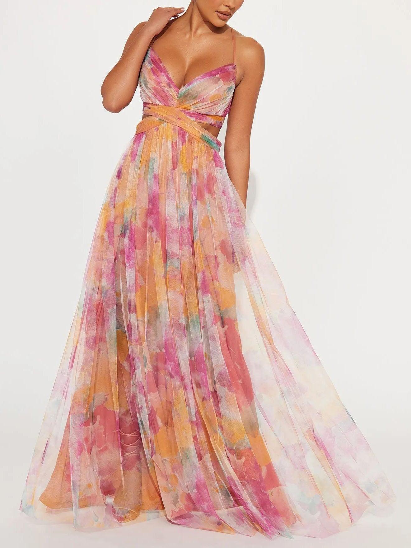 Rosalie™ | Maxi Jurk met Artistieke Bloemenprint