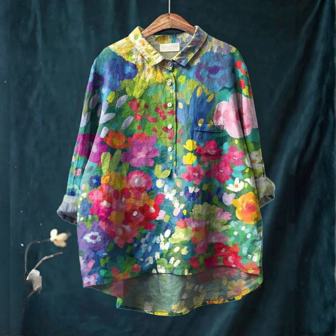 Renata – Linnen shirt met print