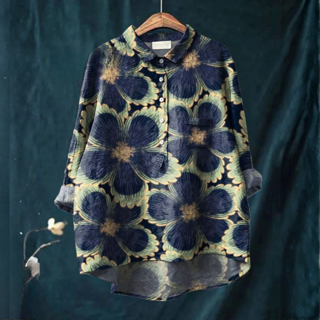 Chiara – Linnen blouse met print