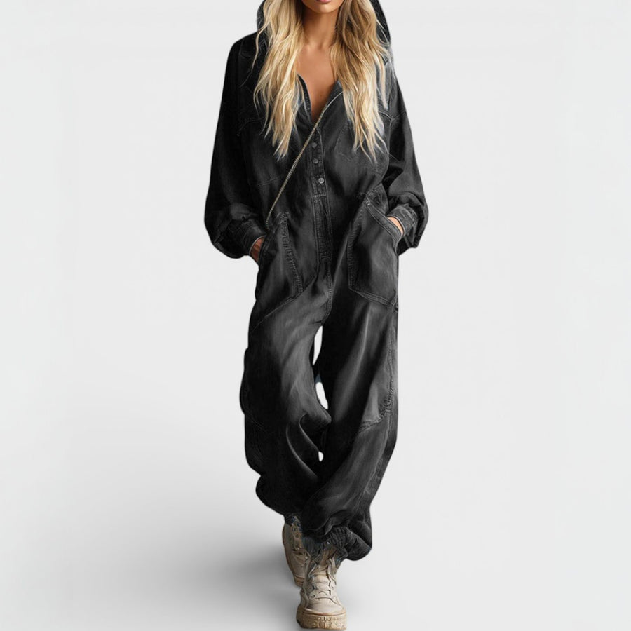 Langere jumpsuit met capuchon