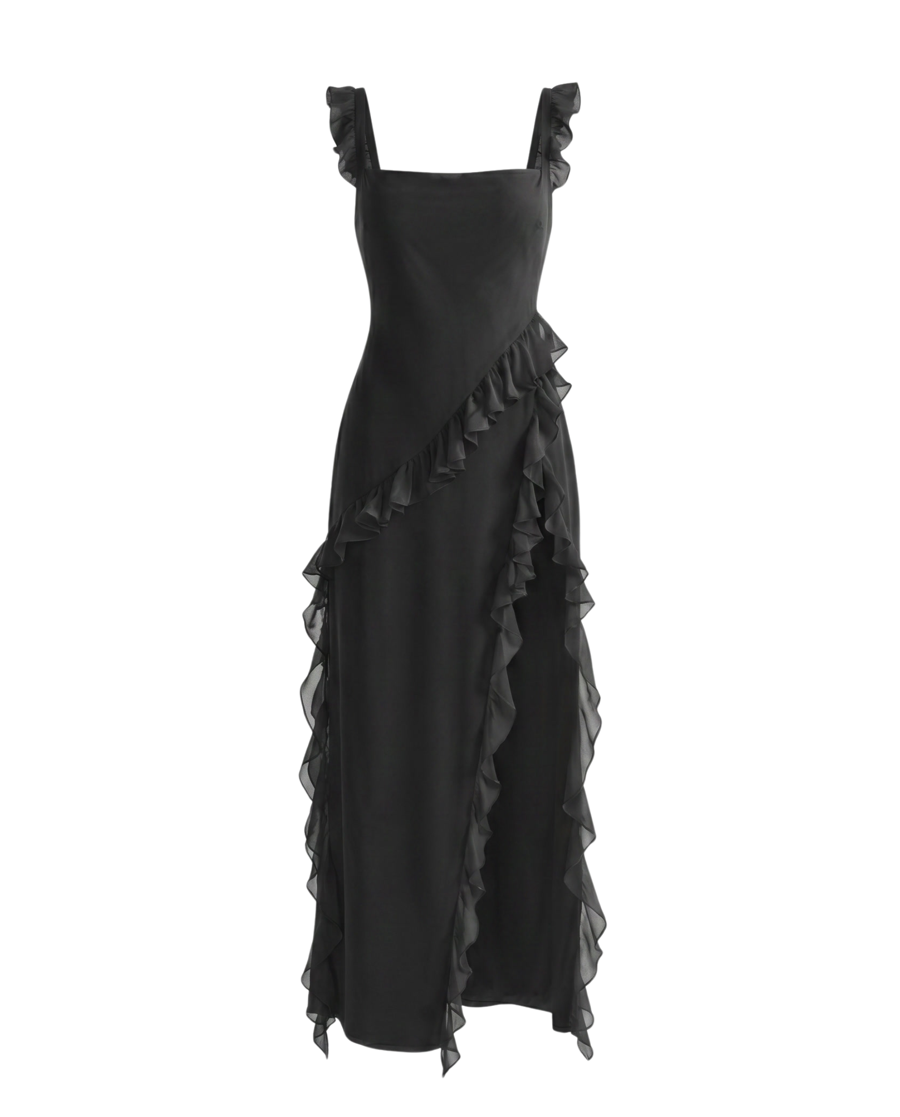 Maxi-jurk met ruches en split