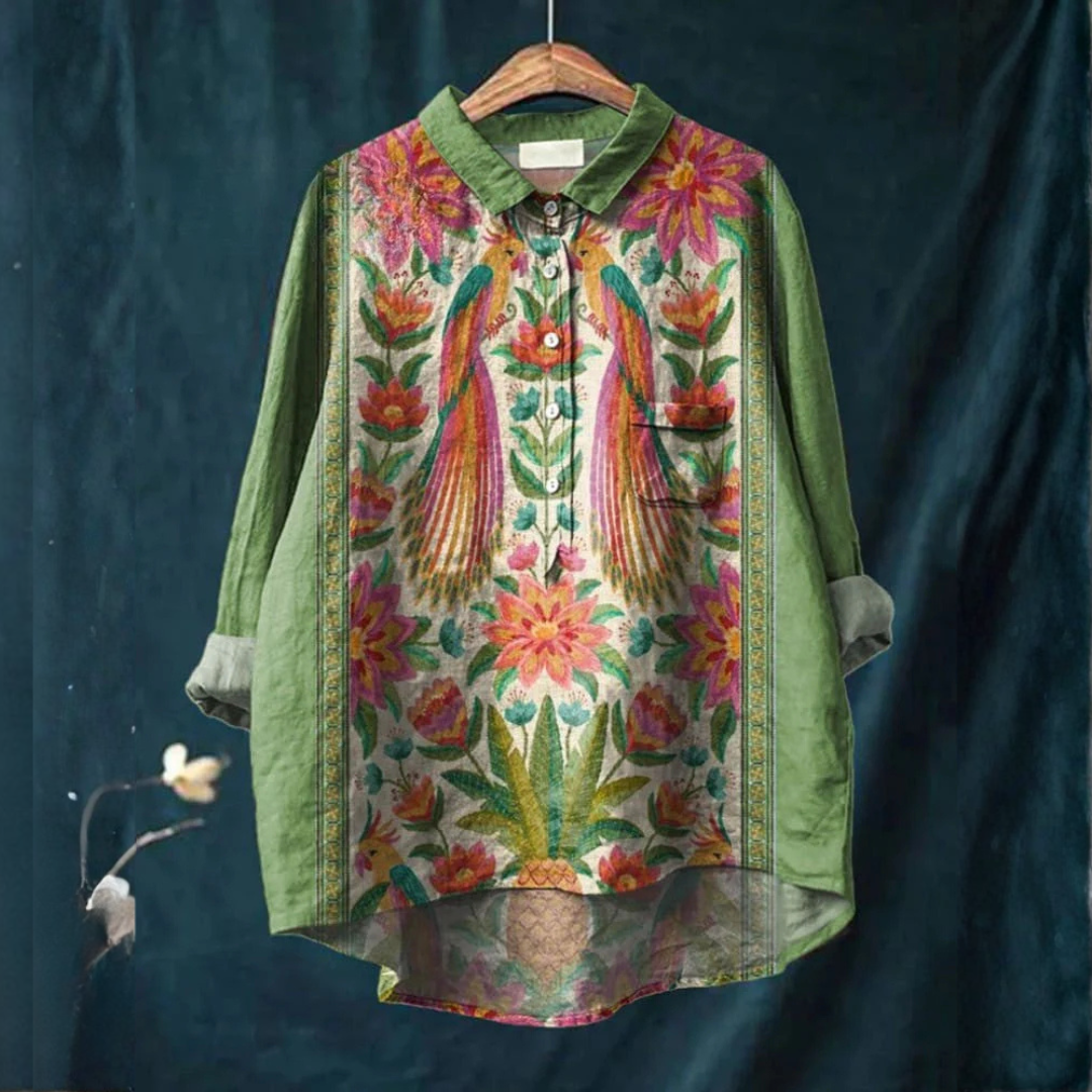 Rachele – Linnen blouse met print
