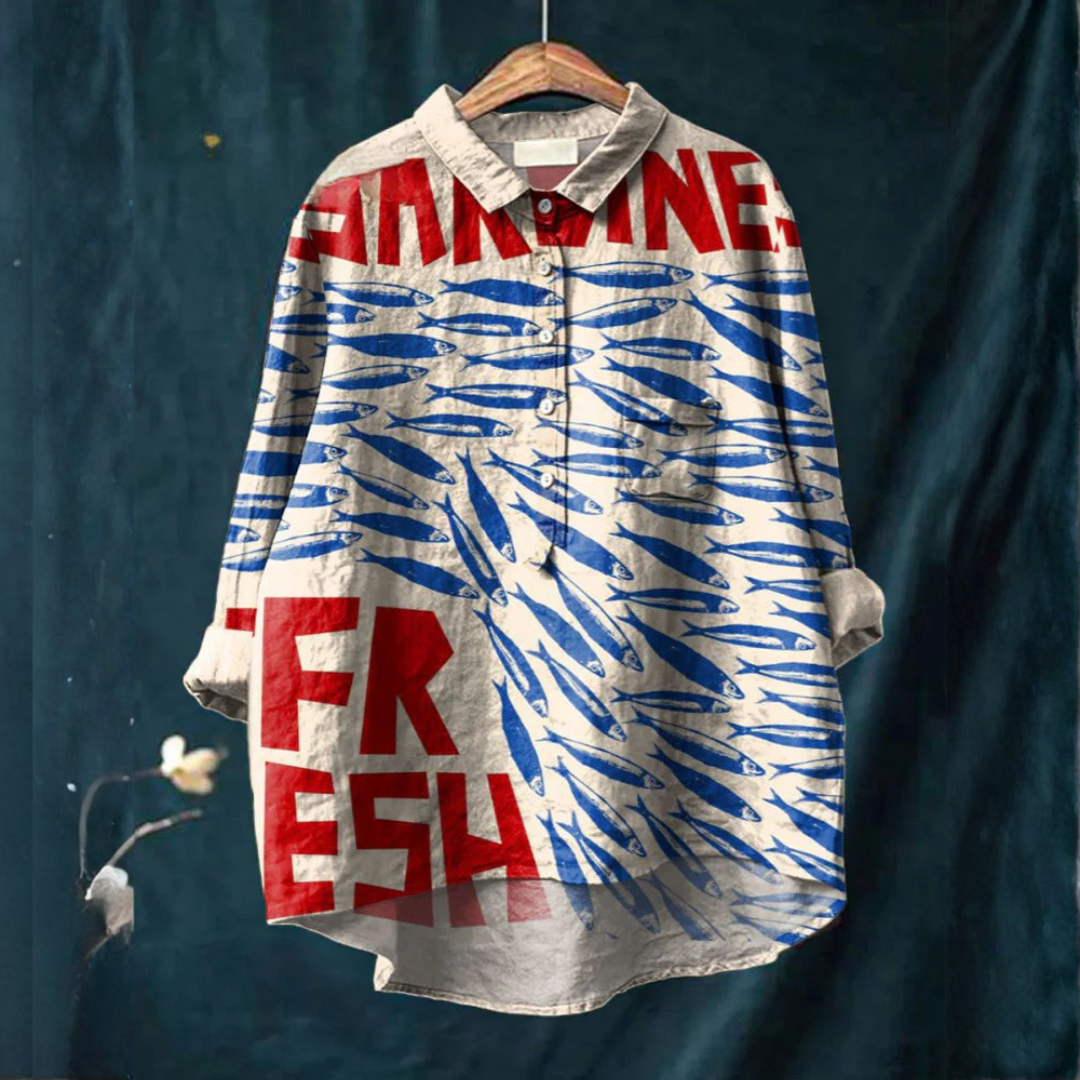 Daniela – Linnen blouse met print