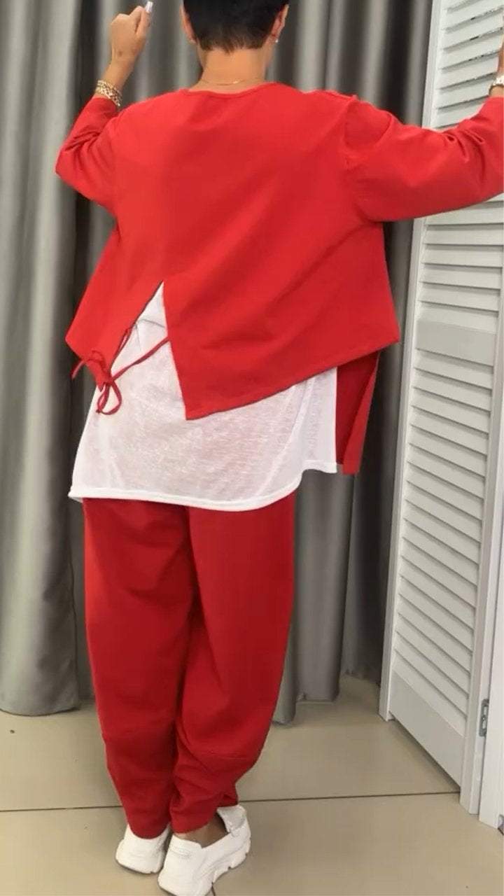 Dames Ronde Hals Tweedelige Top en Broek Set