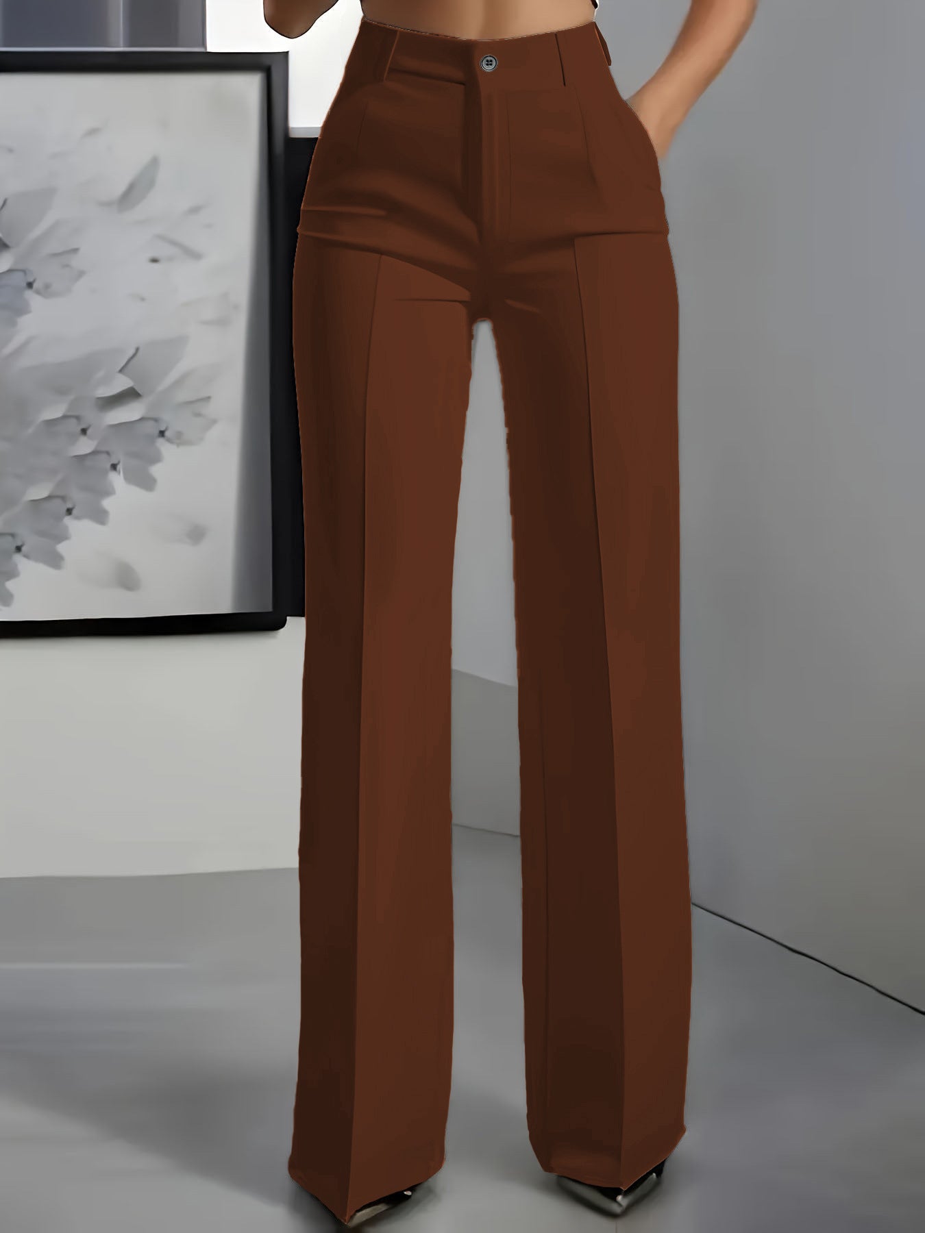 Dames hoge taille broek met elastische taille
