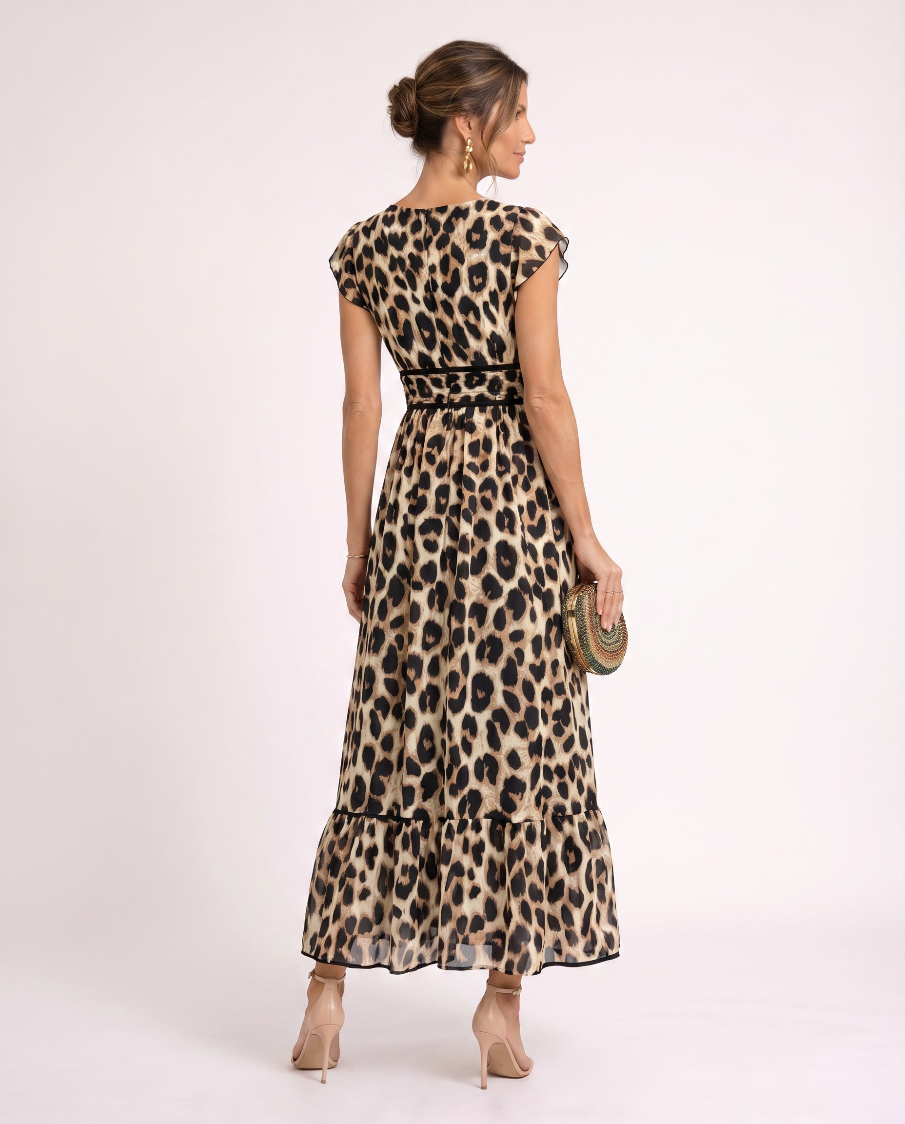 Maxi-jurk met bloemenprint en V-hals