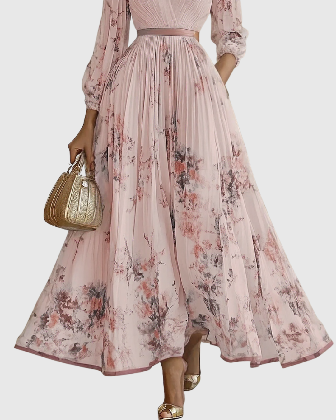 Siena™ | Elegante Plissé Maxi Jurk