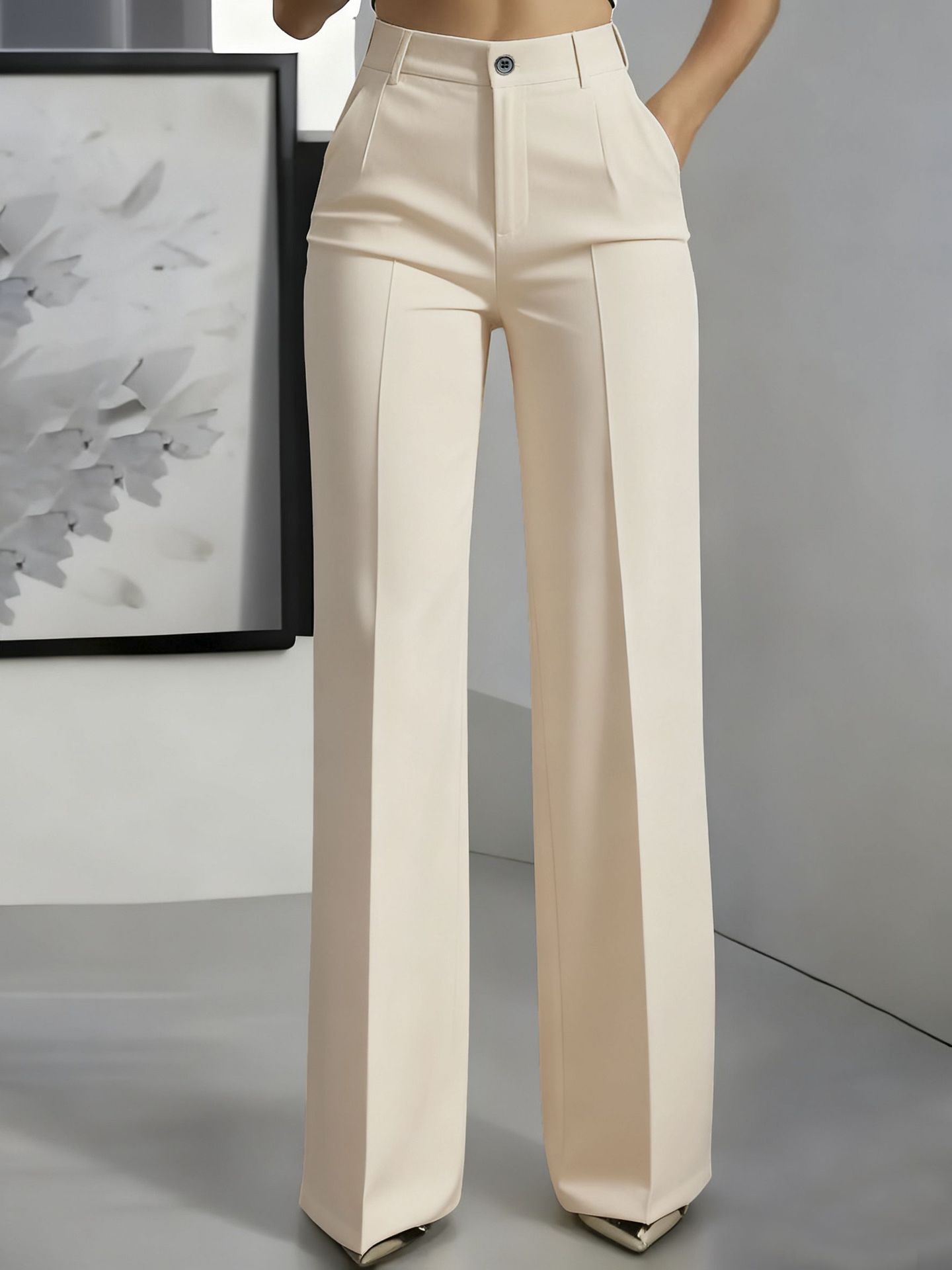 Dames hoge taille broek met elastische taille