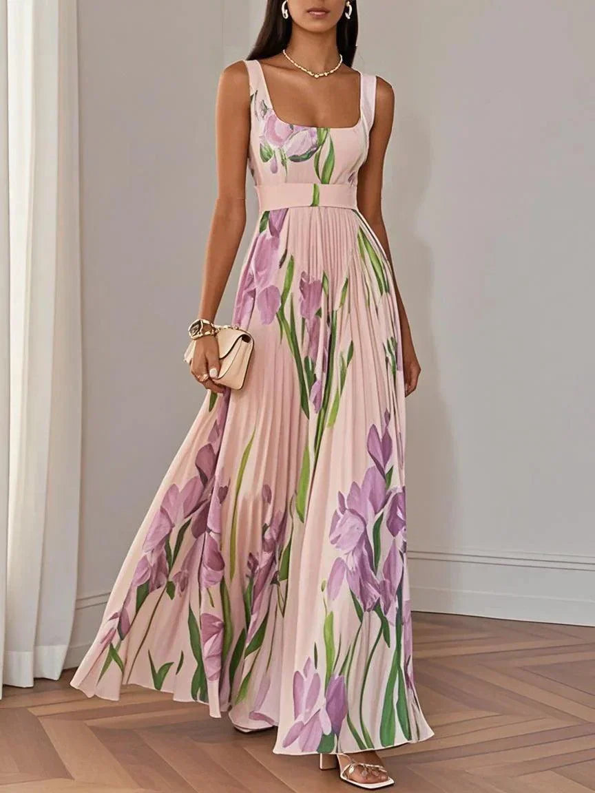 Yara™ | Maxijurk van plissé chiffon