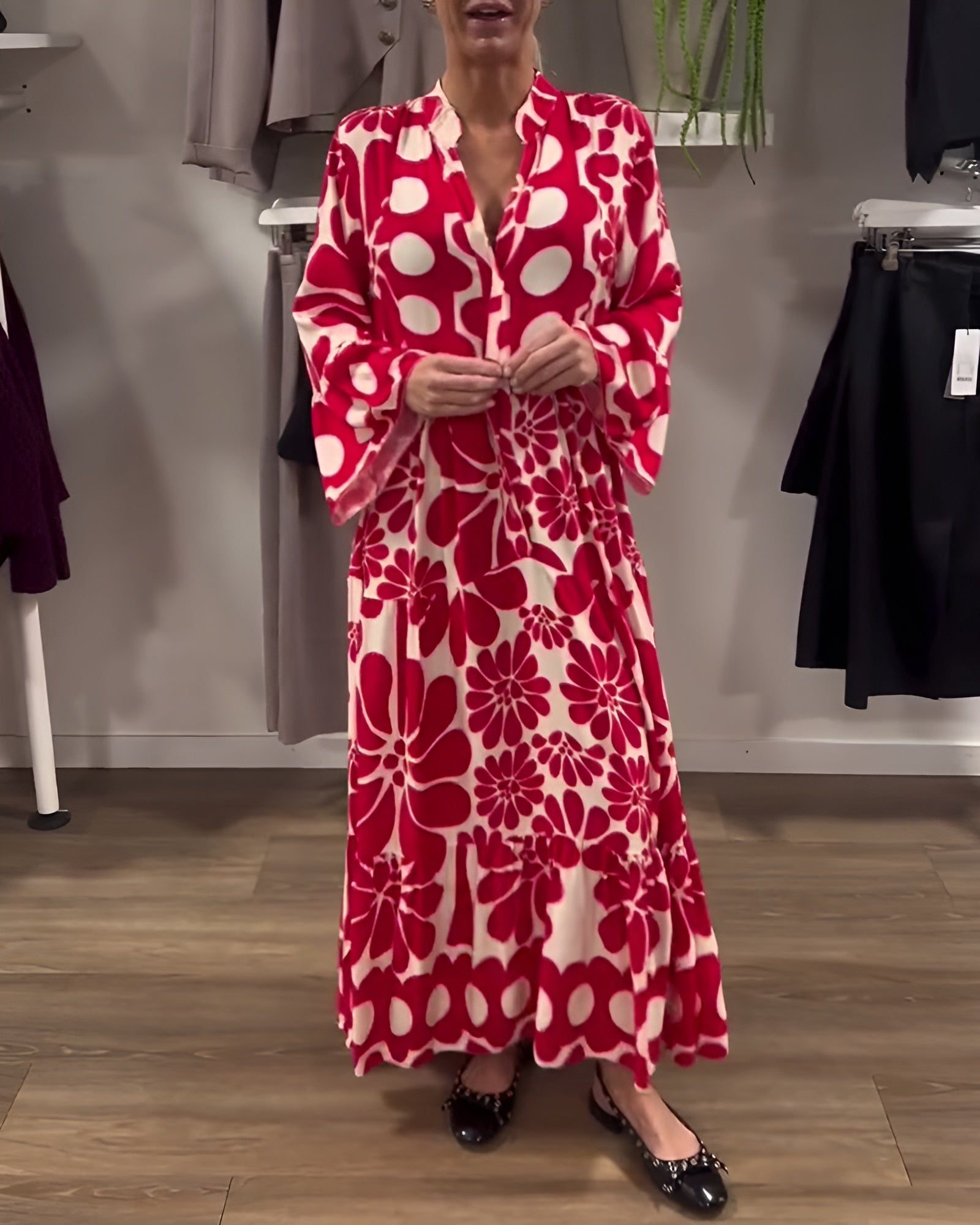 MARIELLE | ELEGANTE MAXI JURK MET PATROON
