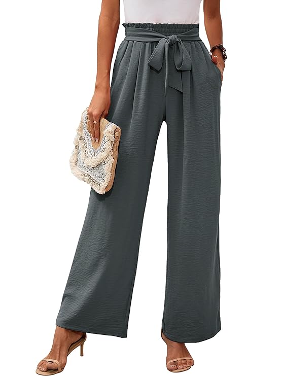 Hoge Taille Wijde Pantalon Dames Zachte Strik Taille