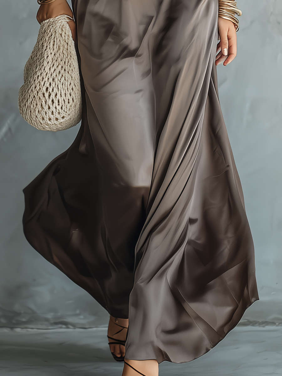 Strakke V-Hals Taille-Tie Maxi Jurk