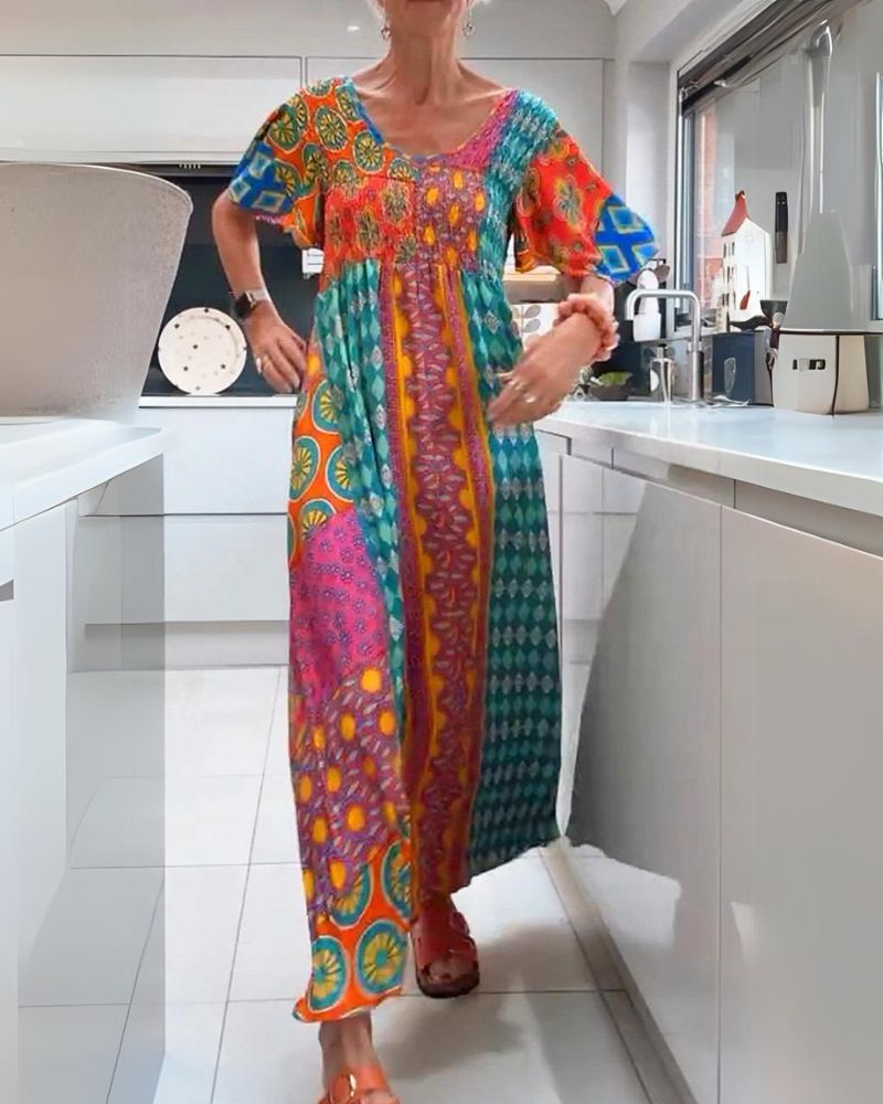 CATERINA | Zomer Boheemse Jurk met Levendige Kleuren voor een Zorgeloze en Chic Look