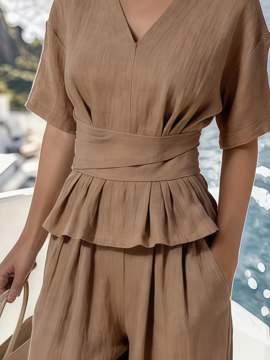 Women's V-Neck Short-Sleeved Suit