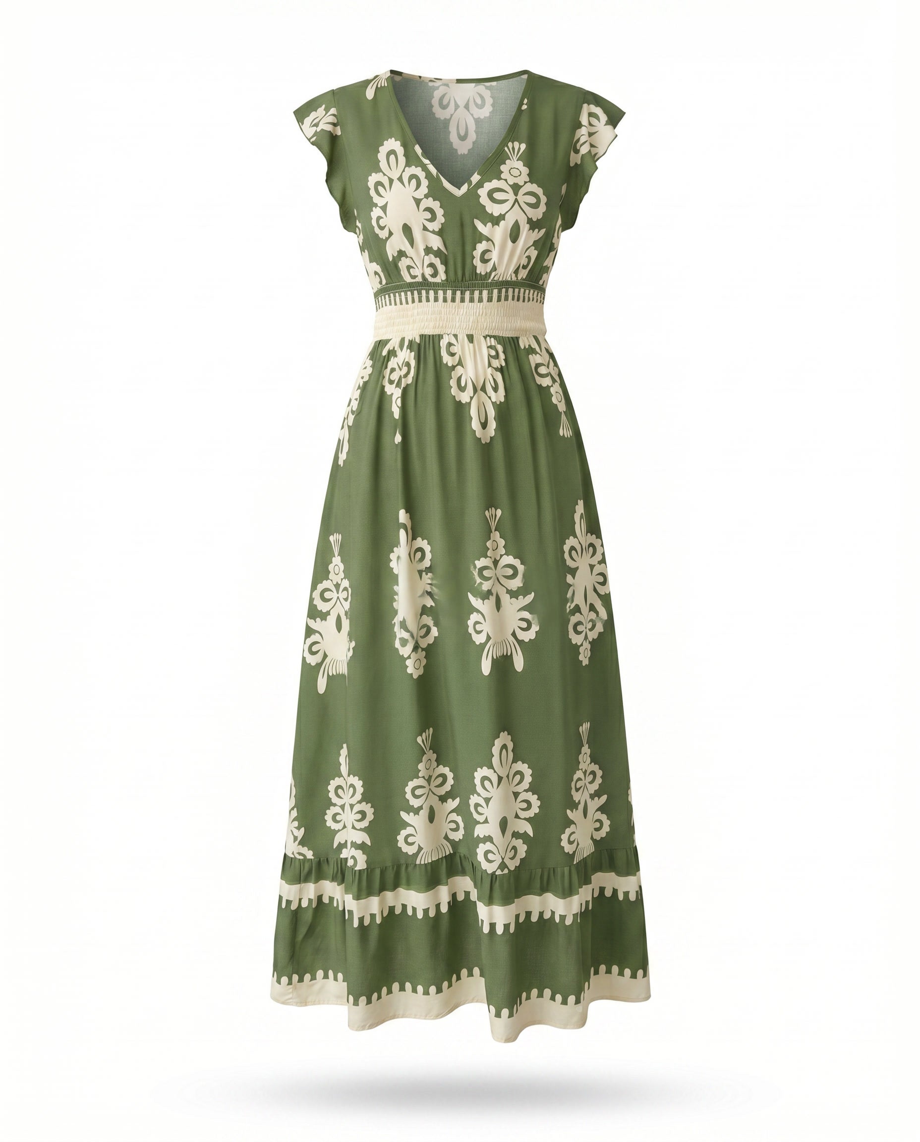 Maxi-jurk met bloemenprint en V-hals