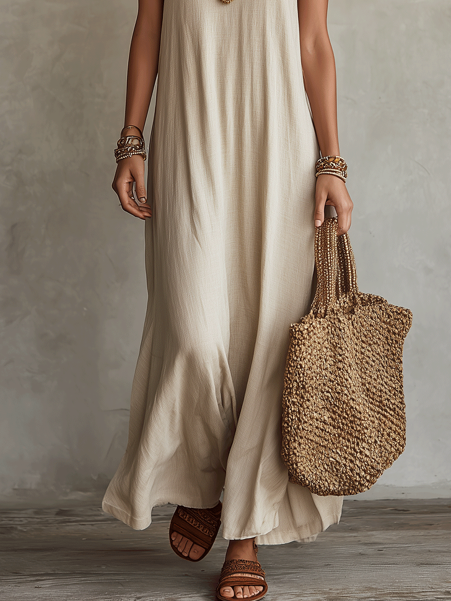 Moeiteloos Bohemian Ontspannen Slip Maxi Jurk