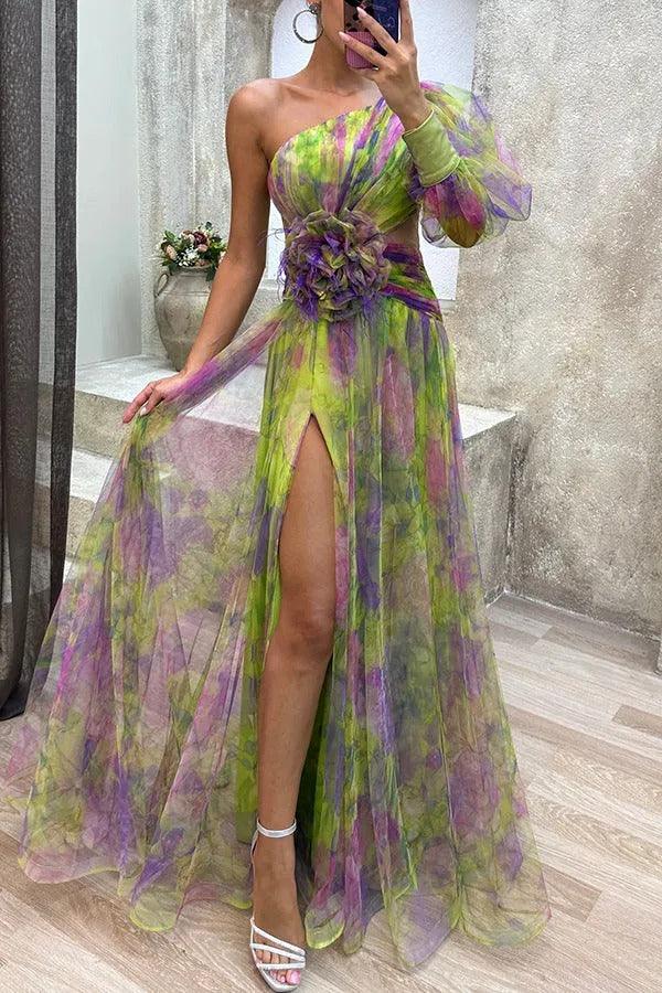Florine™ | Maxi Jurk met Tule en Bloemenprint