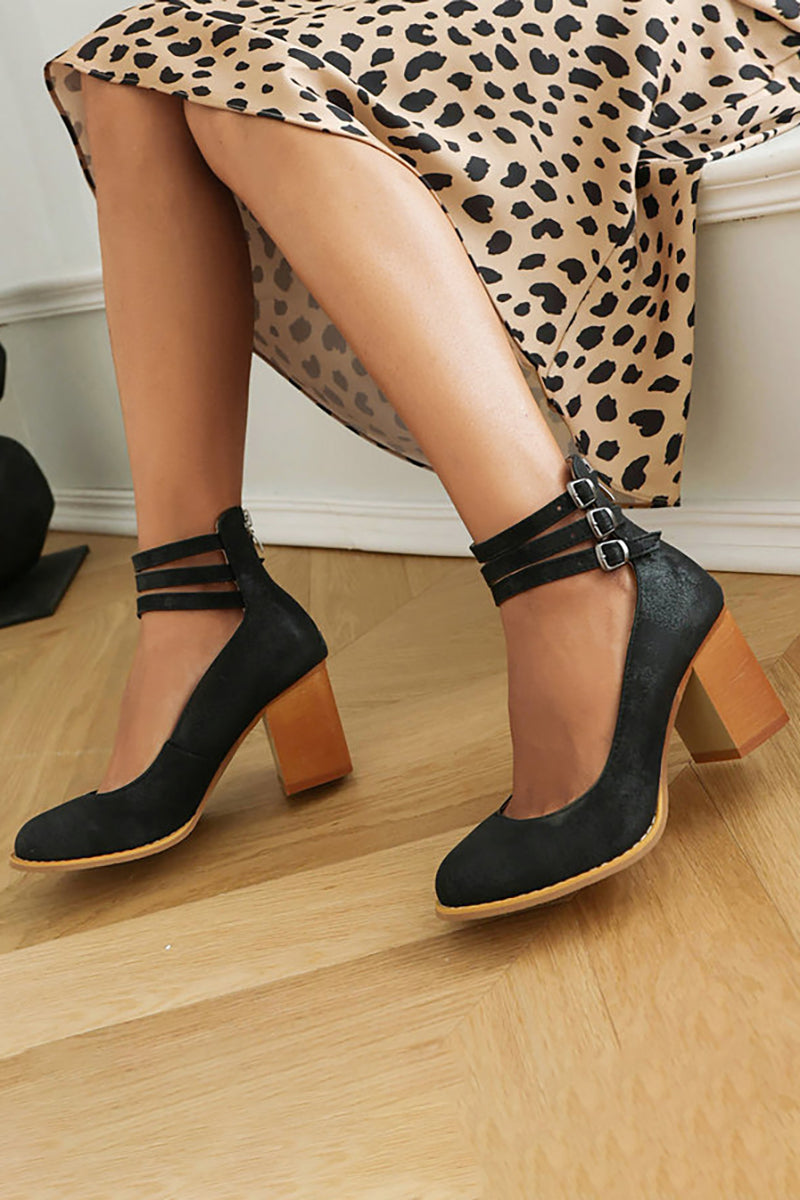 Caa™ | Elegante, gladde sandalen met enkelbandje en dikke hak voor een verfijnde look
