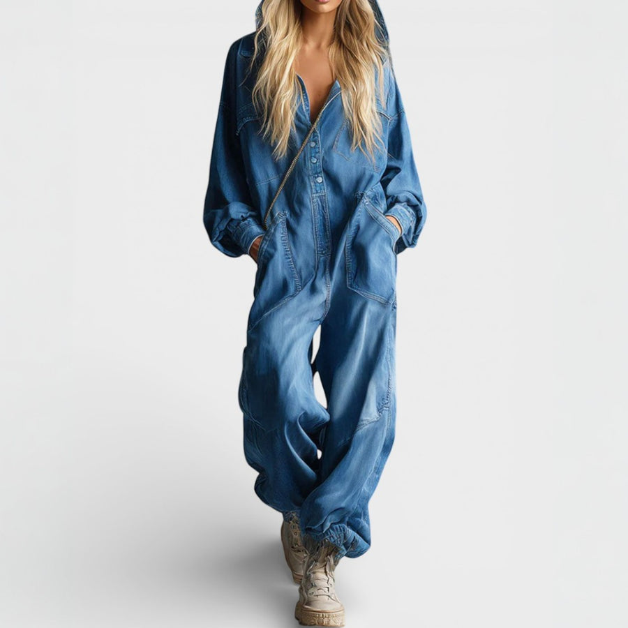 Langere jumpsuit met capuchon