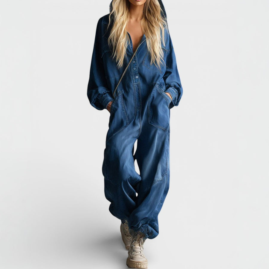 Langere jumpsuit met capuchon