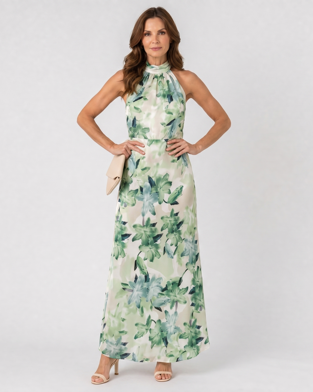 Cekel | Botanische midi-jurk met halternek