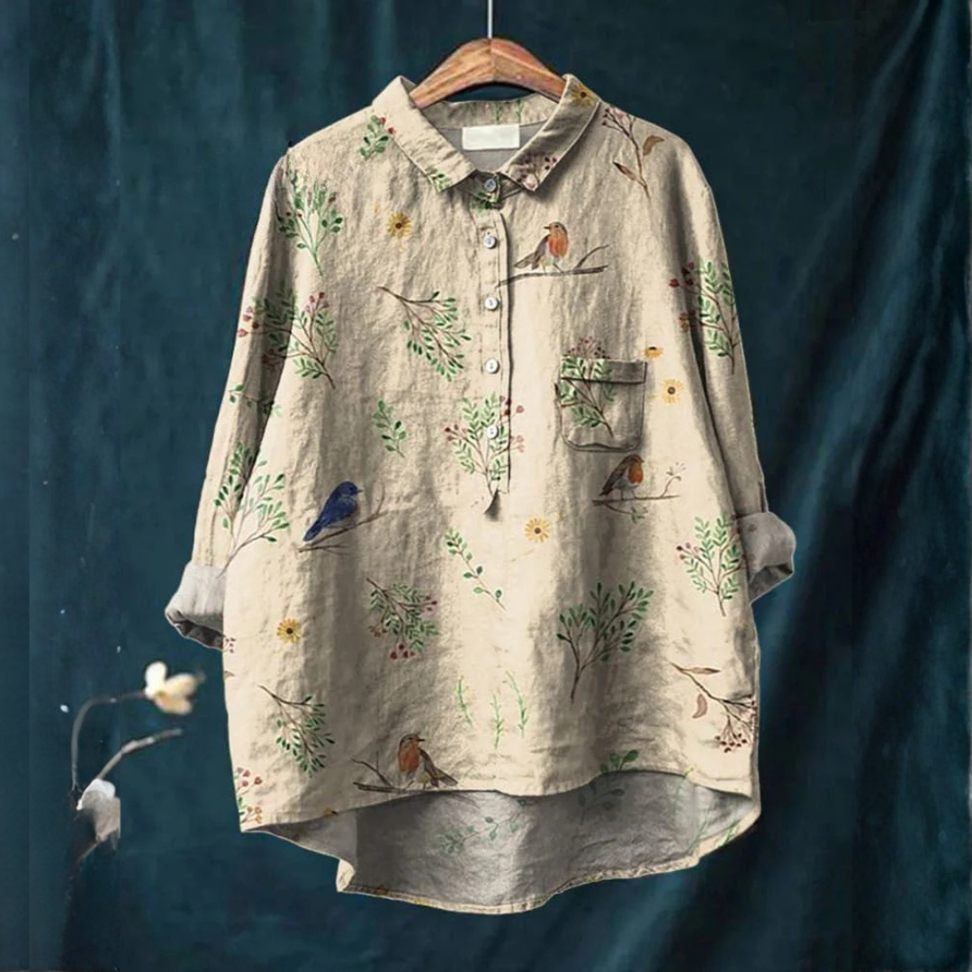 Arianna – Linnen blouse met print