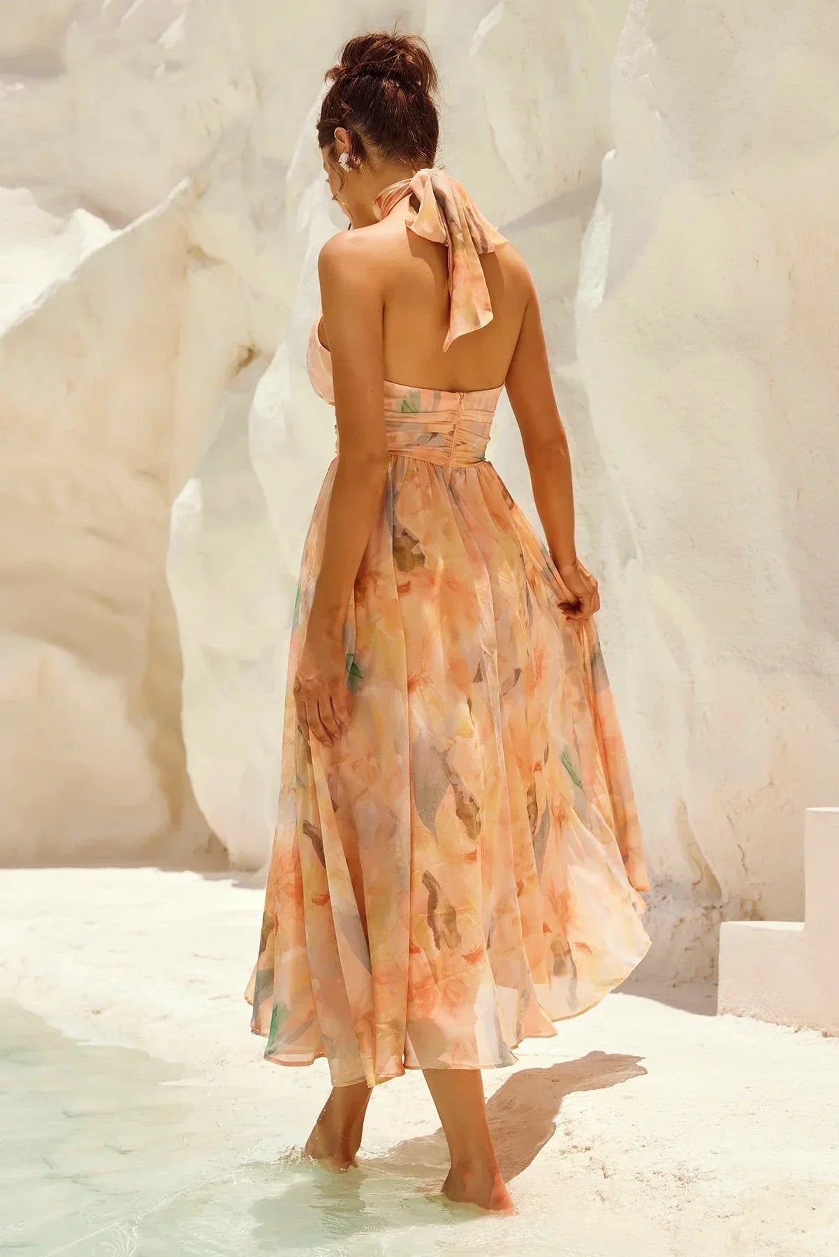 MIDI JURK HALTER PASTEL AQUAREL