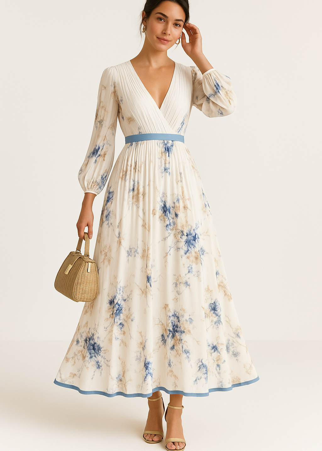 Paz™ | Tijdloze Bloemen Plissé Maxi Jurk