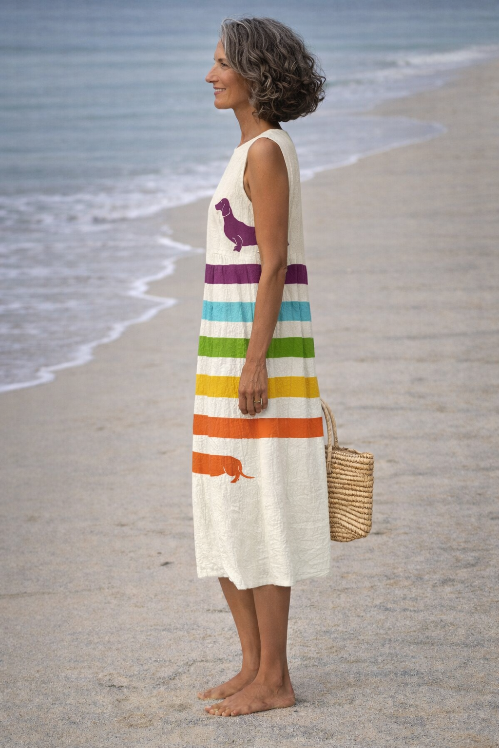 Andrea | Midi-jurk met teckelprint