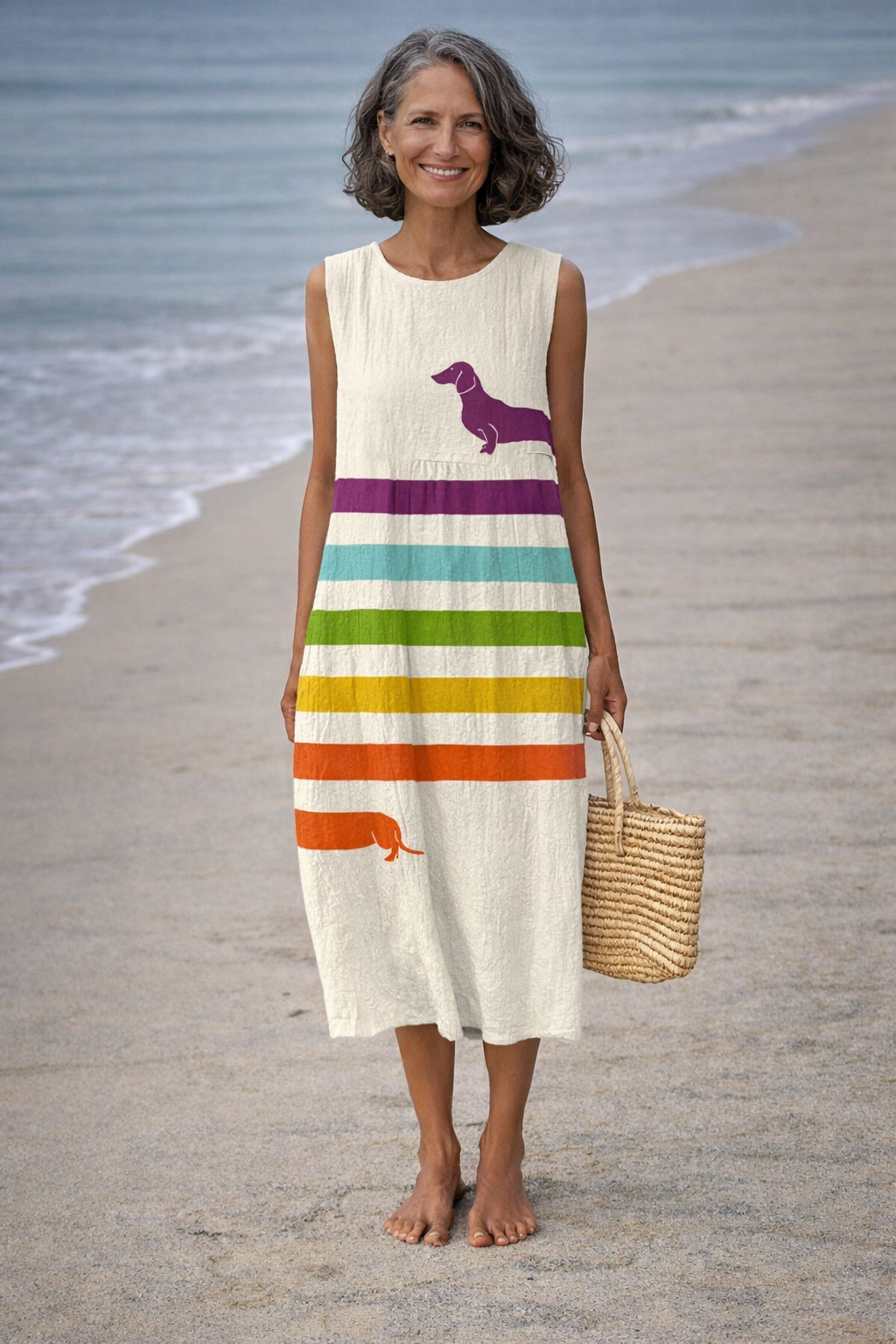 Andrea | Midi-jurk met teckelprint