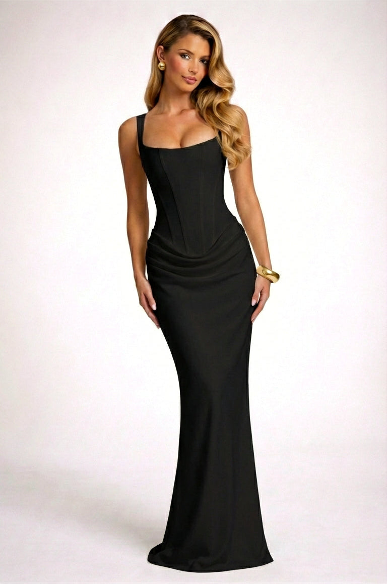 MAXI JURK MET GETAILLEERDE CORSET
