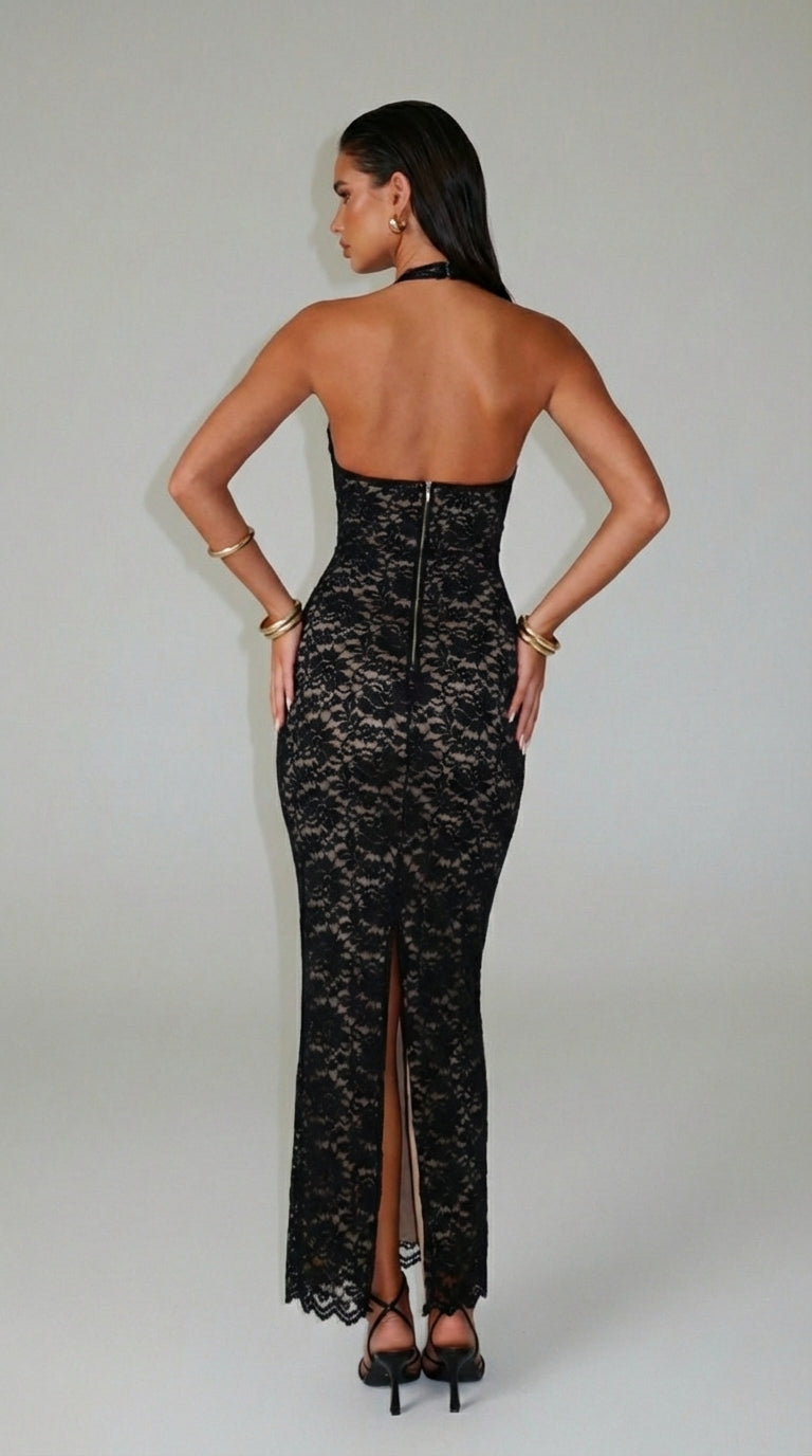 LANGE HALTERKANTEN DRESS