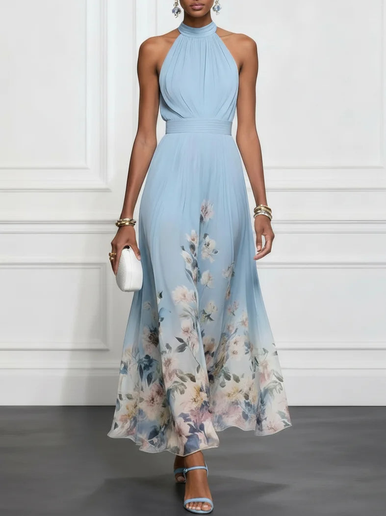 Juliette™ | Lichtblauwe Halter Maxi Jurk