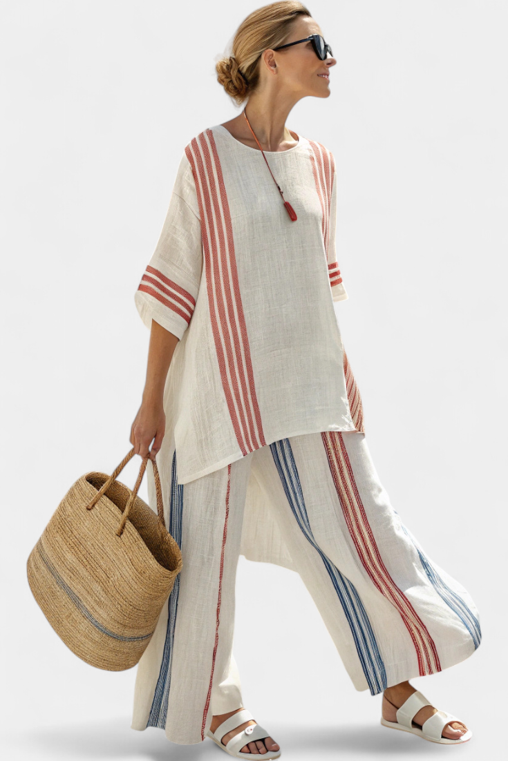 Solvane | Top Striato Multicolore Sofisticato & Mediterrane Broek