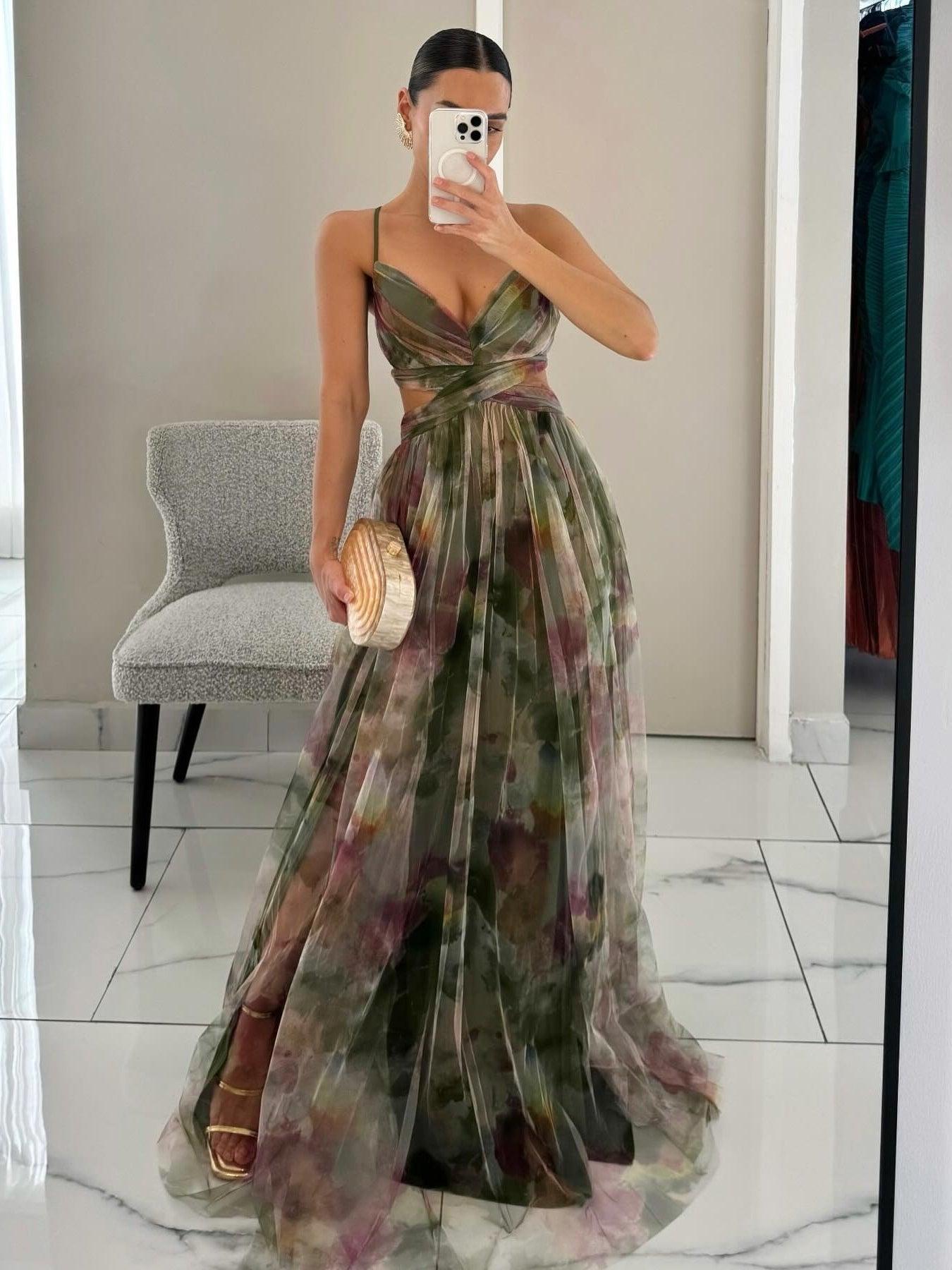 Rosalie™ | Maxi Jurk met Artistieke Bloemenprint