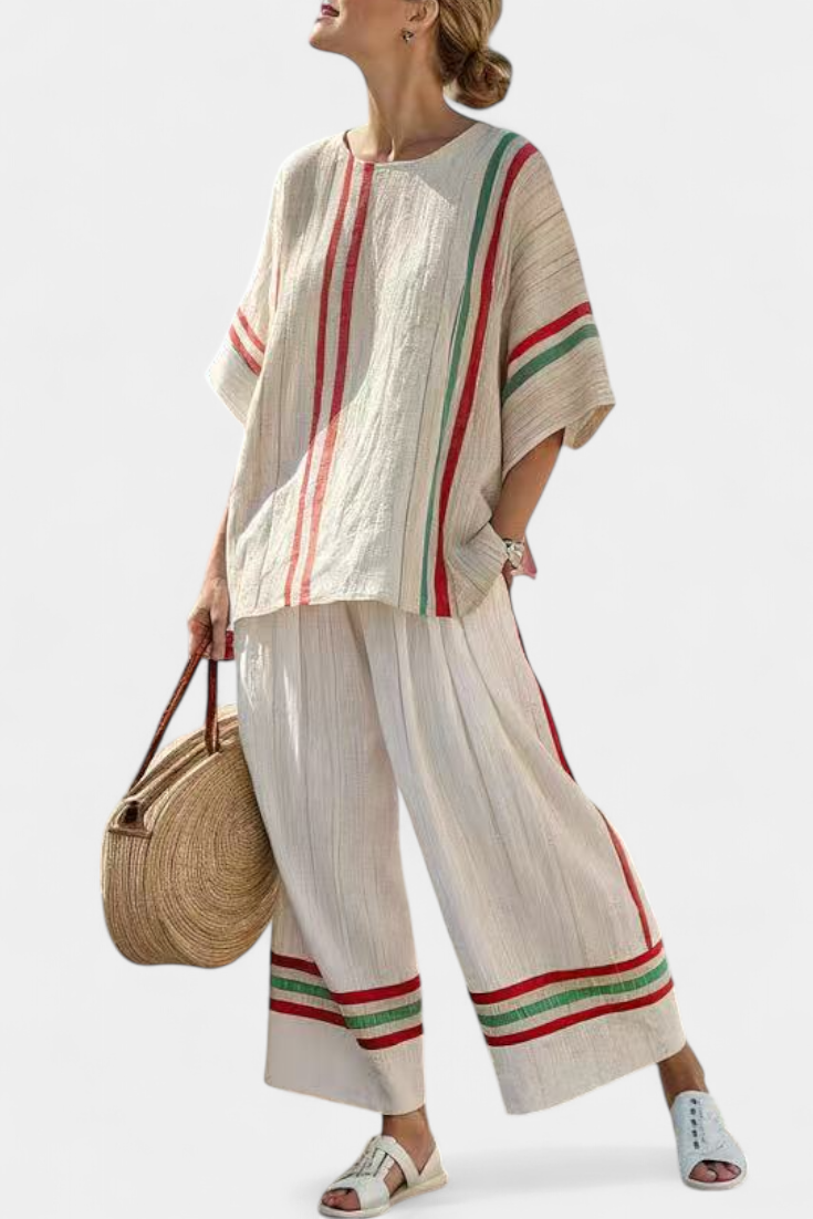 Truvane | Boho Blouse met Comfortabele Print & Loose-Fit Broek