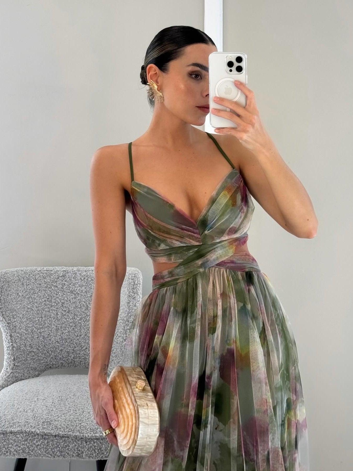 Rosalie™ | Maxi Jurk met Artistieke Bloemenprint