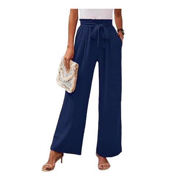 Hoge Taille Wijde Pantalon Dames Zachte Strik Taille