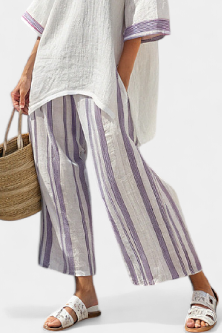 Luxmere | Comfortabele Relaxed Blouse & Gestreepte Bamboobroek