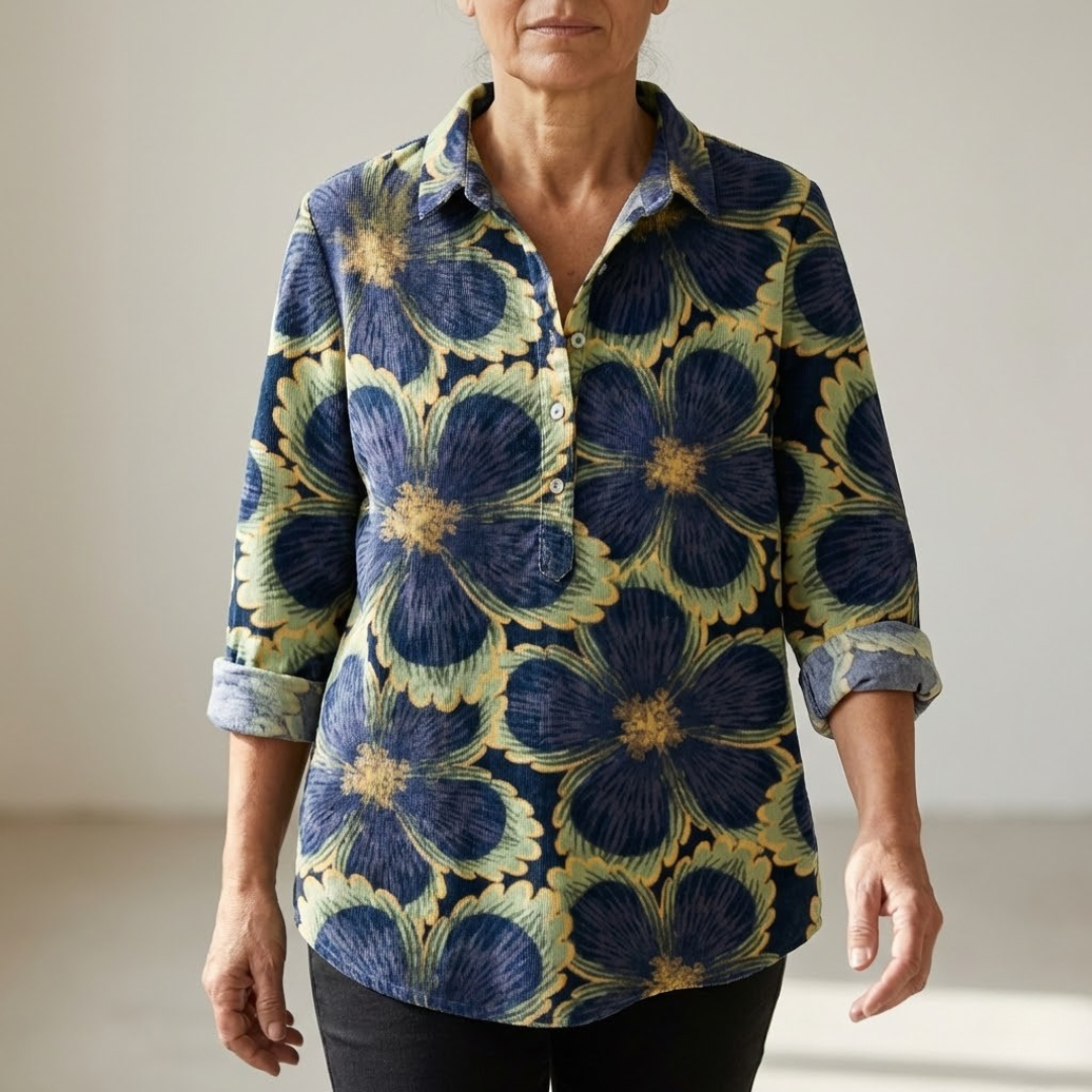 Chiara – Linnen blouse met print