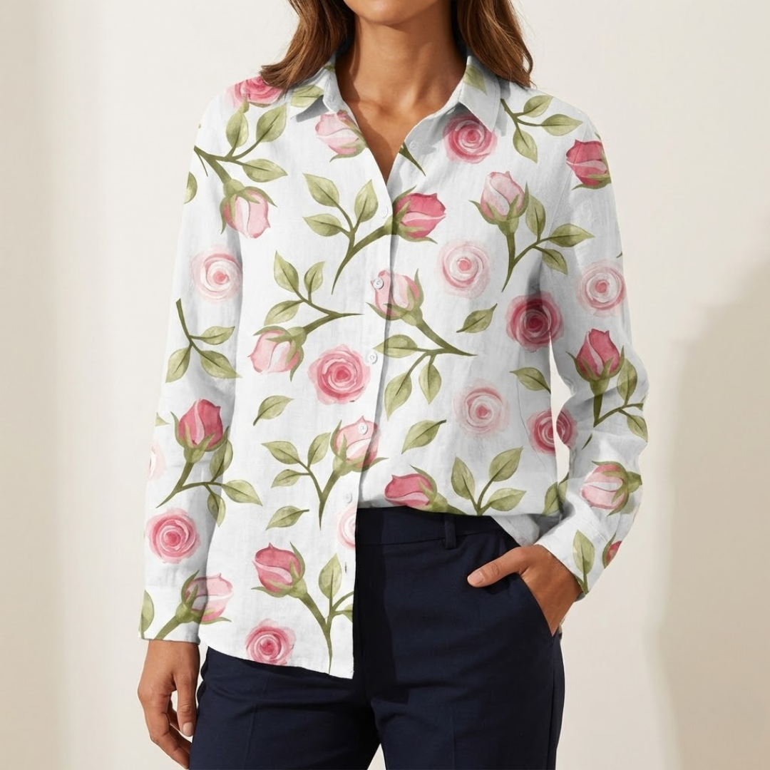 Celia – Linnen blouse met print