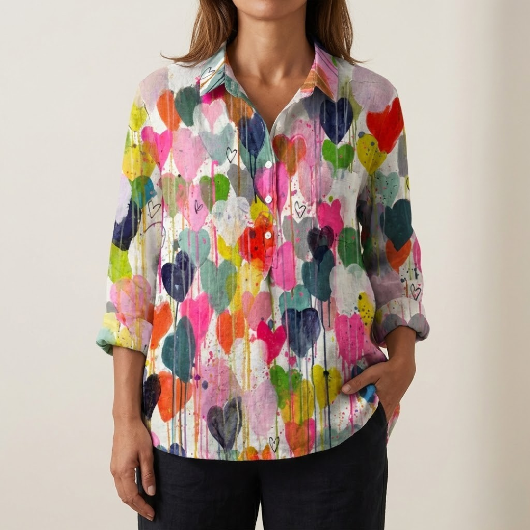 Carlotta – Linnen blouse met print